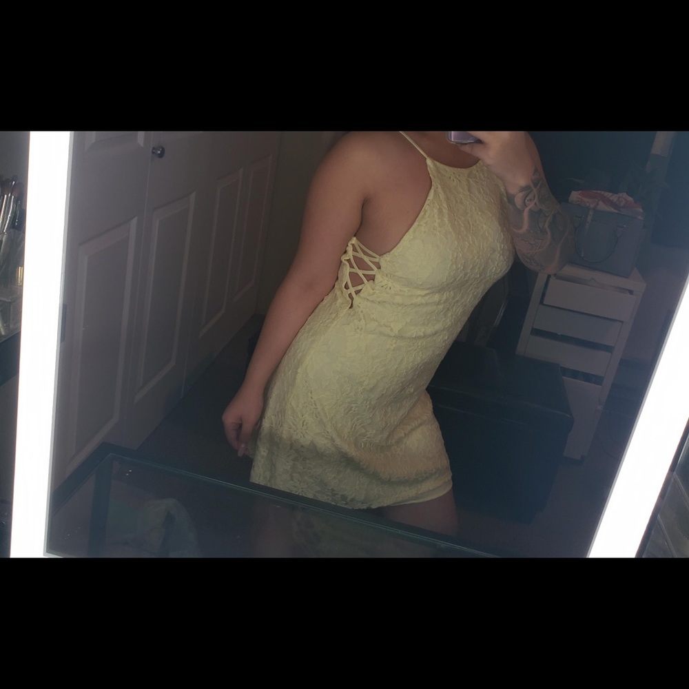 Yellow lace dress